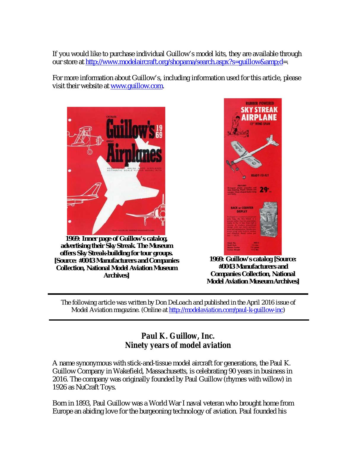 Page 2 of the original document of History of Paul K. and Gertrude Guillow and Guillow’s (Paul K. Guillow, Incorporated)