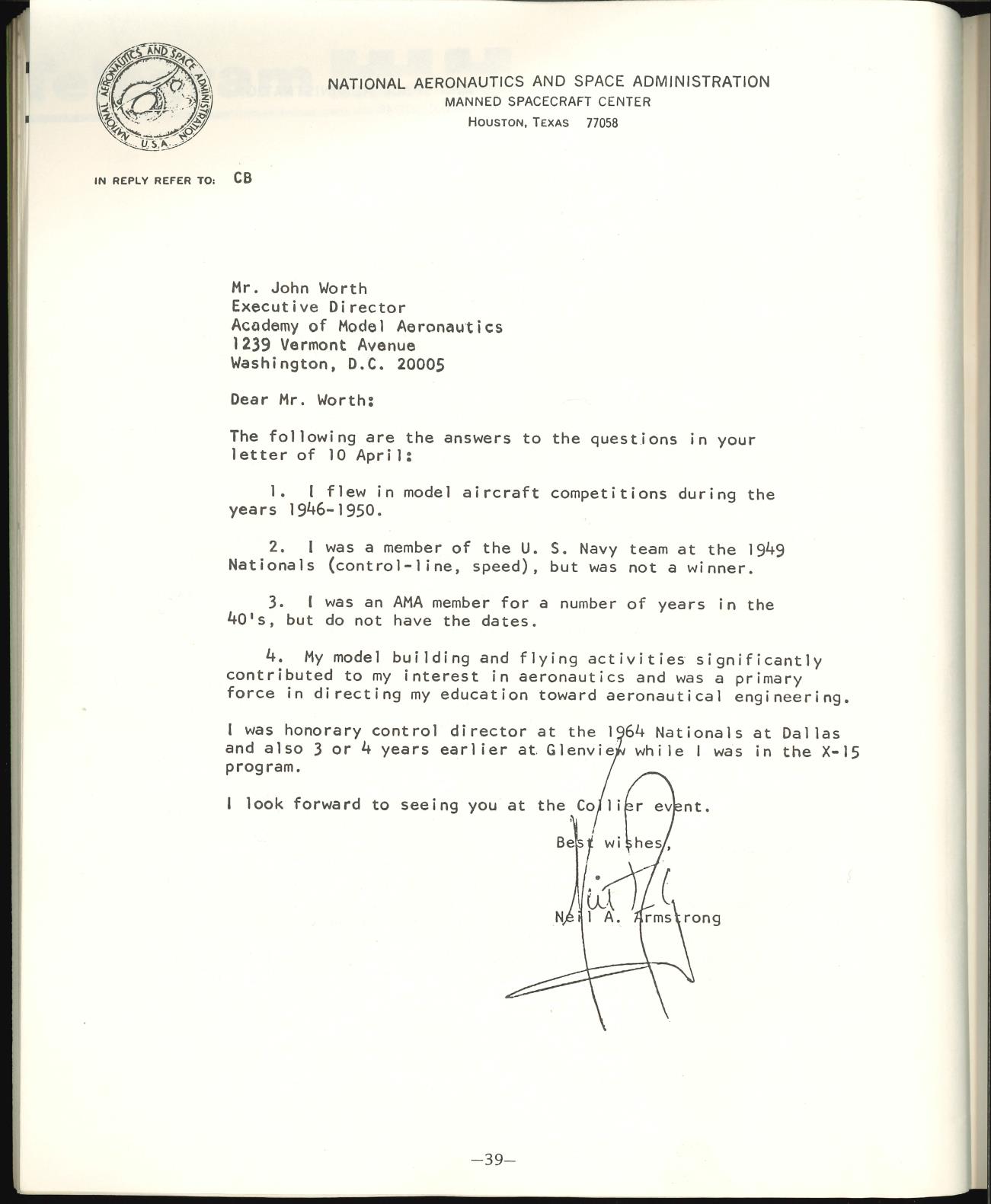 Photograph from the biography of Neil A. Armstrong, page 6
