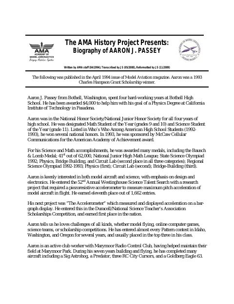 First page of Aaron J. Passey