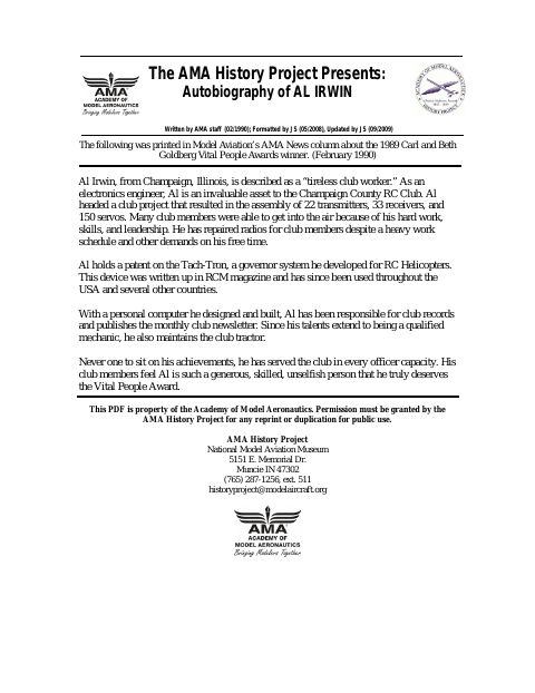 First page of Al Irwin