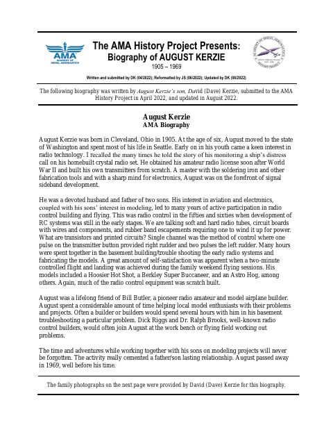First page of August Kerzie