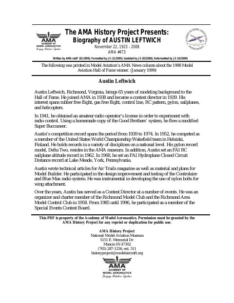 First page of Austin Leftwich
