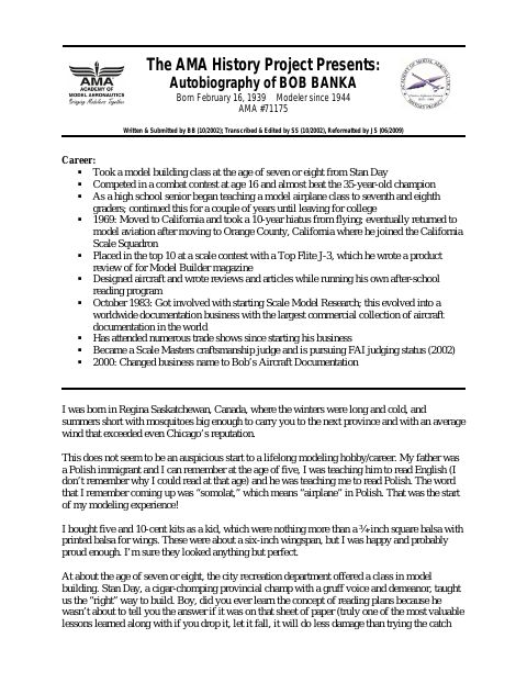 First page of Bob Banka
