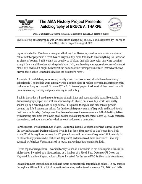 First page of Bruce Tharpe