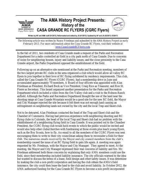 First page of Casa Grande RC Flyers (CGRC Flyers)
