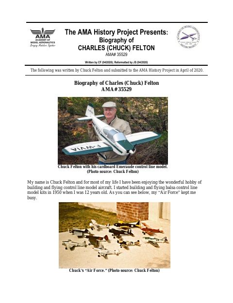 First page of Charles (Chuck) Felton