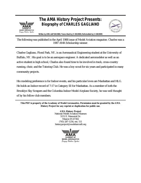 First page of Charles Gagliano