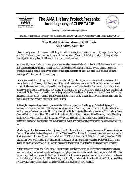 First page of Cliff Tacie