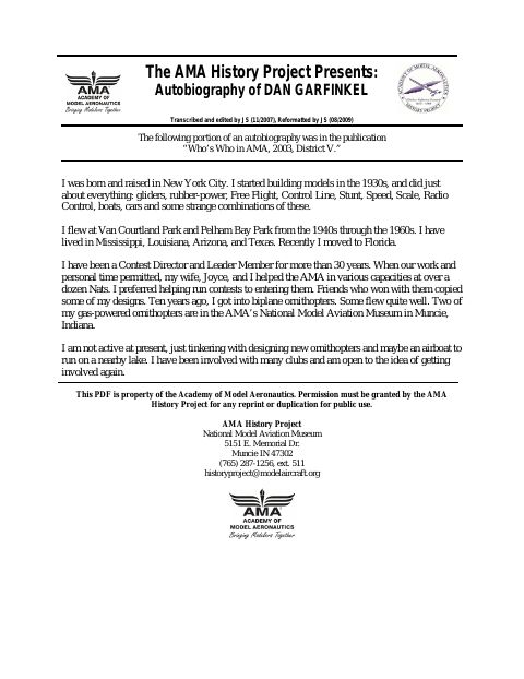 First page of Dan Garfinkel
