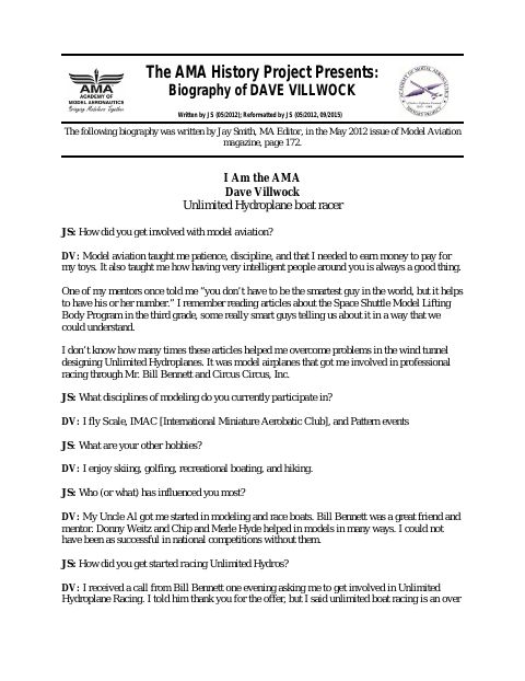 First page of Dave Villwock