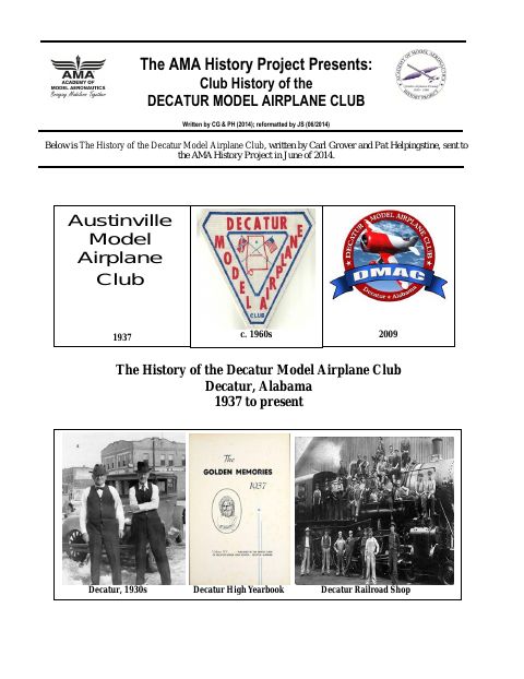 First page of Decatur Model Airplane Club