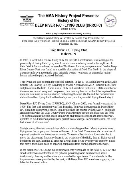 First page of Deep River R/C Flying Club (DRRCFC)