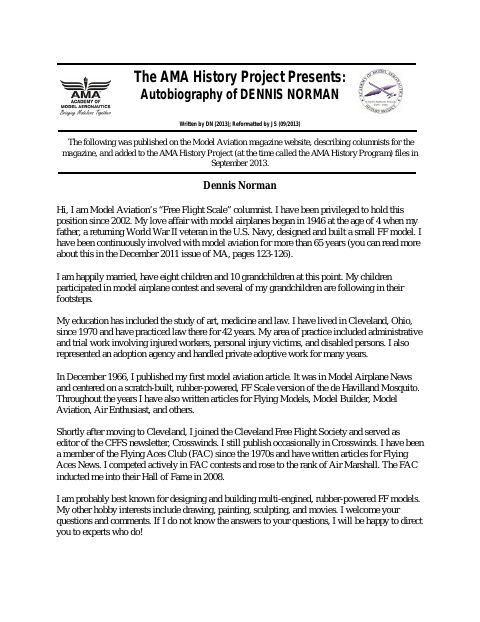 First page of Dennis Norman