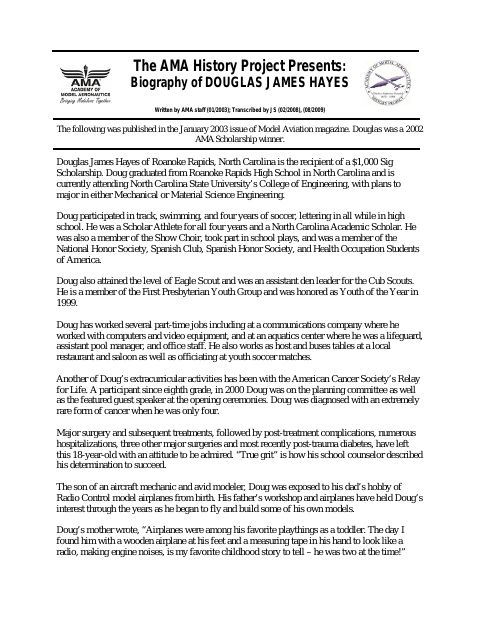 First page of Douglas James Hayes