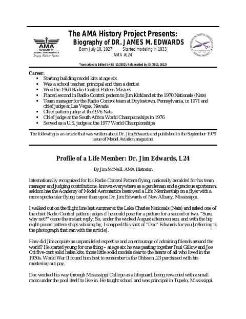 First page of Dr. James M. Edwards