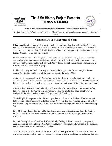 First page of Du-Bro