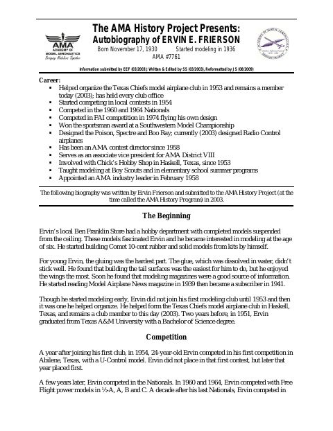 First page of Ervin E. Frierson
