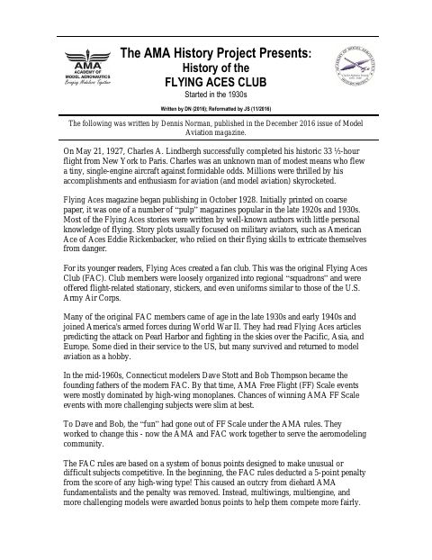 First page of Flying Aces Club (FAC)