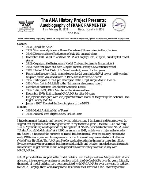First page of Frank Parmenter