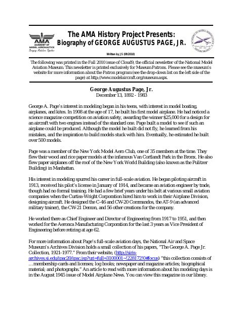 First page of George Augustus Page Jr.
