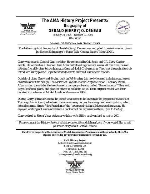 First page of Gerald (Gerry) O. Deneau