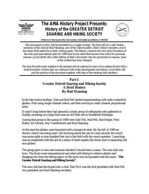 First page of Greater Detroit Soaring and Hiking Society