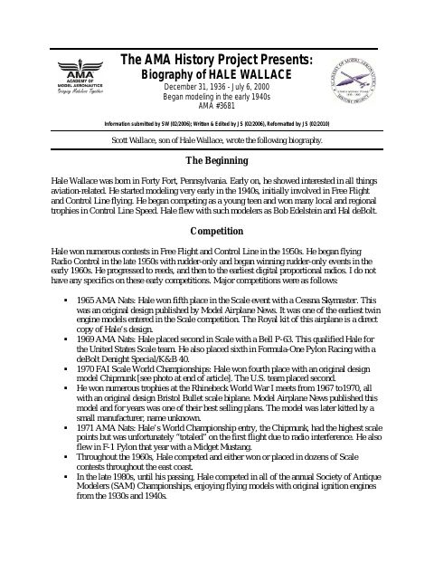 First page of Hale Wallace