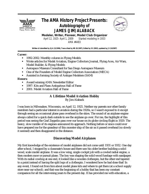 First page of James Alaback