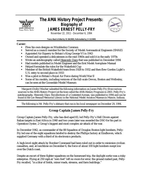 First page of James Ernest Pelly-Fry