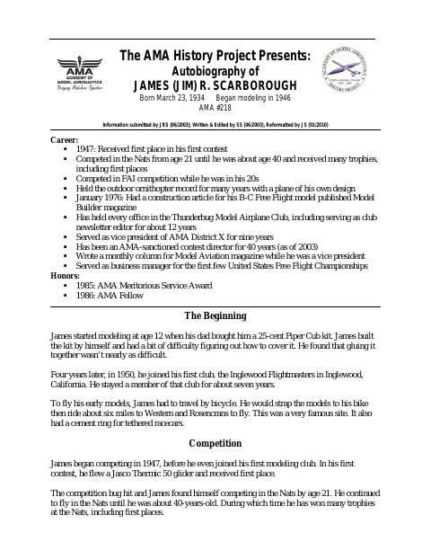 First page of James R. (Jim) Scarborough