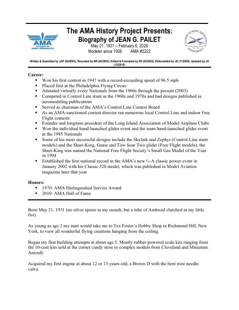 First page of Jean G. Pailet