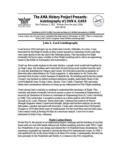 First page of John A. Gard