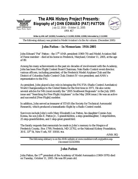 First page of John Edward Patton