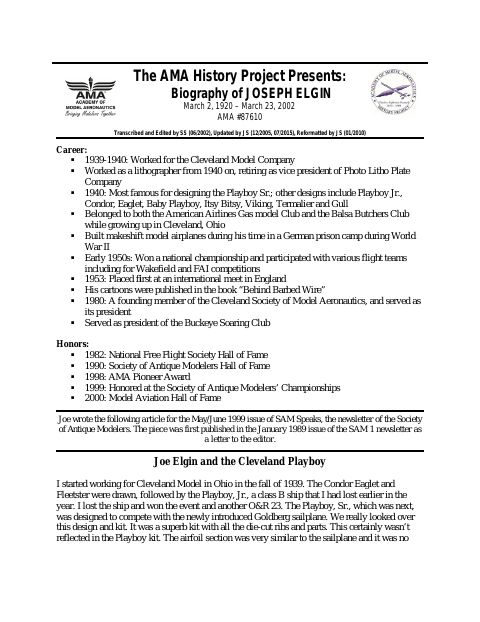 First page of Joseph Elgin