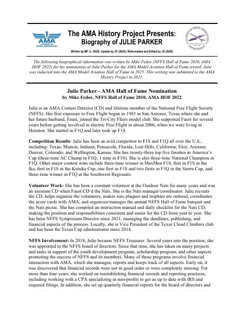 First page of Julie Parker