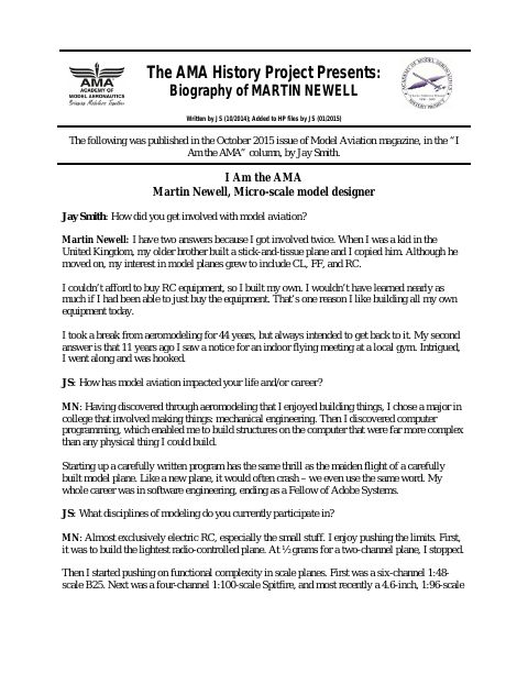 First page of Martin Newell