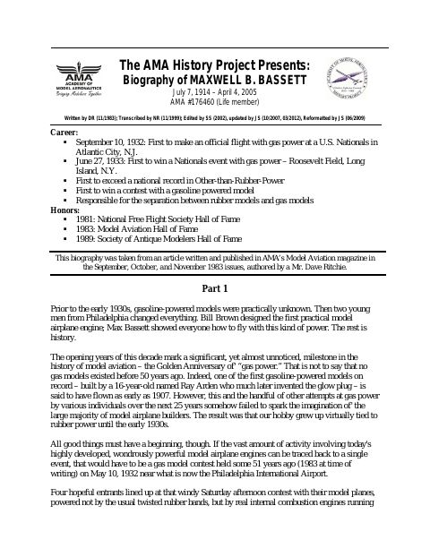 First page of Maxwell B. Bassett