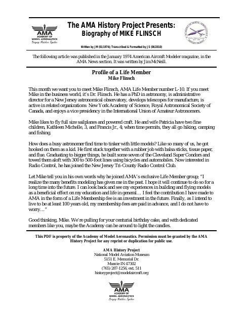 First page of Mike Flinsch