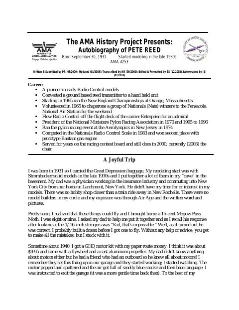 First page of Pete Reed