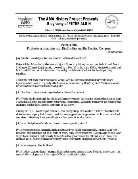 First page of Peter Albin