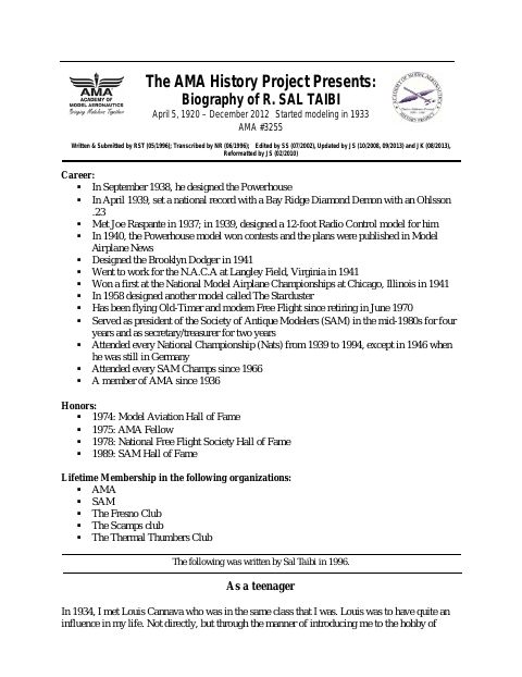 First page of R. Sal Taibi
