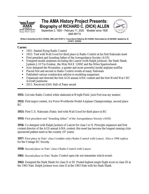 First page of Richard C. Allen