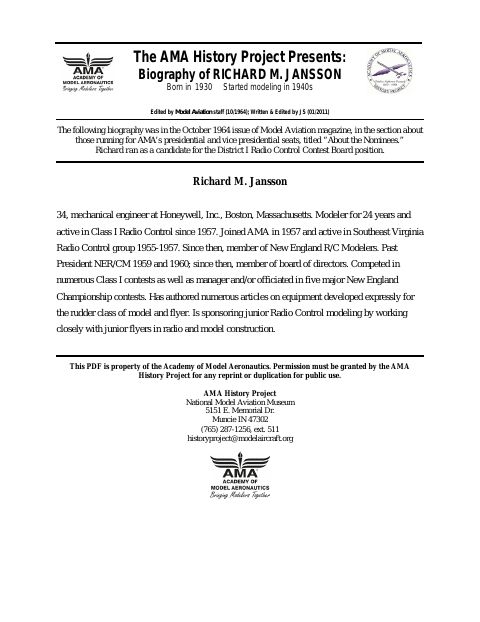 First page of Richard M. Jansson