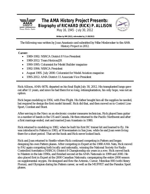 First page of Richard P. Allison