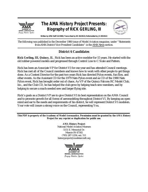First page of Rick Gerling III