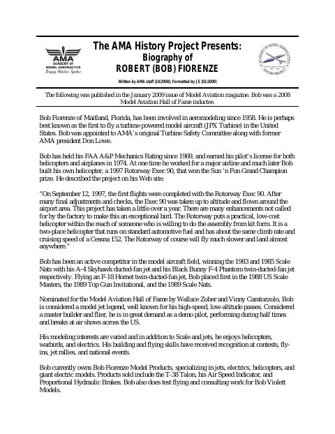 First page of Robert (Bob) Fiorenze