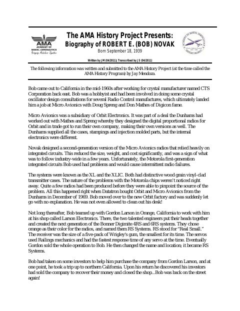 First page of Robert E. (Bob) Novak