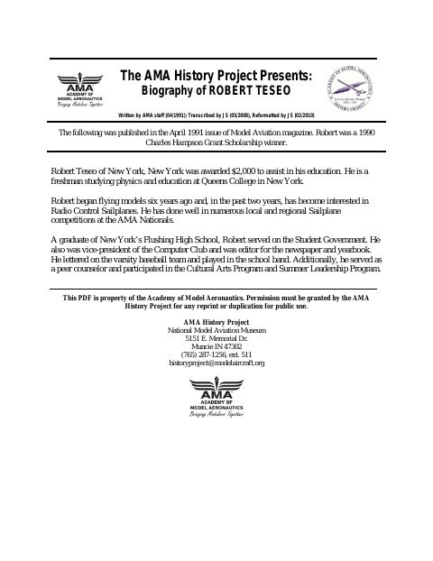 First page of Robert Teseo