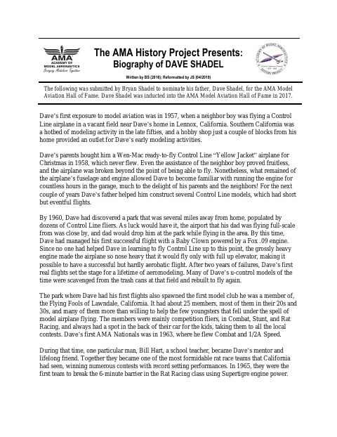 First page of Shadel, Dave