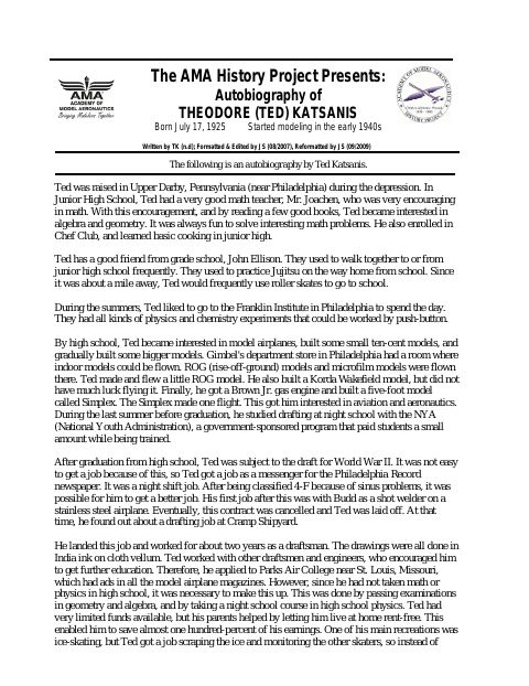 First page of Theodore (Ted) Katsanis
